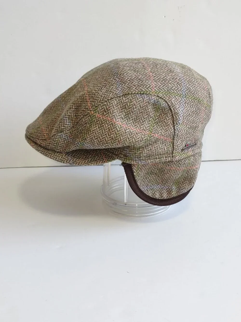 Wigens 100% Merino Wool Ivy Cap Size 57 Medium Herringbone Tweed Ear Flaps